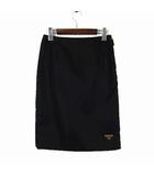 プラダ PRADA 2023AW Re-Nylon リナイロン ペンシルスカート 中綿 パディング 21H964 トライアングル メタル ロゴ 金ロゴ M 40 黒 ブラック 美品 国内正規品