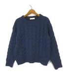 ビームスハート BEAMS HEART ニット セーター ケーブル編み ウール クロップド ドロップショルダー 長袖 M 杢ネイビー