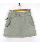 プラダ PRADA 2024SS オールドキャンバス ミニスカート Old Canvas Miniskirt トライアングル ロゴ ウエストベルト M 40 カーキ オリーブ P131YH S000 15D4 国内正規品 美品