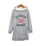 ユニクロ UNIQLO ディズニー Disneyコラボ ワンピース パーカー スウェット プルオーバー ミニーマウス リボン プリント フード 裏ボア ひざ丈 コットン 長袖 S 杢グレー