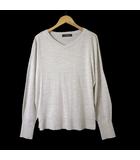 アンタイトル UNTITLED 近年モデル ニット セーター カシミヤ シルク ウール Vネック ドロップショルダー 長袖 M ライトベージュ ナチュラル 美品