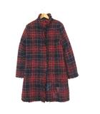 デシグアル Desigual コート チェック柄 ツイード ウール フリンジ ロングコート スタンドカラー M 38 マルチカラー
