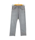 ユニクロ UNIQLO UJ スリム フィット ストレート パンツ 千鳥格子 ストレッチ 28 杢グレー