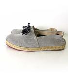 クリスチャンルブタン Christian louboutin エスパドリーユ シューズ スリッポン リボン タッセル NANOU TASSEL FLAT バーズアイ柄 25.0cm グレー くつ 靴
