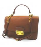 ミュウミュウ miumiu RN0726 マドラスビコローレ 2WAYショルダーバッグ ハンドバッグ ブラウン カーフレザー