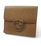 グッチ GUCCI 615525 1147 2つ折り財布 ゴールドアクセント ベージュ レザー イタリア製