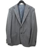 テリット TERRIT ストライプ柄 ウール ジャケット ベスト ジレ セット 46 灰系 グレー 裏地 ボタン 日本製