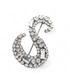 エルマノシェルビーノ ERMANNO SCERVINO ブローチ ラインストーン シルバー系 イタリア製 回転ピン アクセサリー