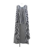 ダブルスタンダードクロージング ダブスタ DOUBLE STANDARD CLOTHING ストライプ柄 ノースリーブ チュニック フィッシュテール 38 灰系 ダークグレー Vネック 日本製