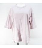 ユニクロ UNIQLO +J 五分袖 スーピマコットン オーバーサイズ Tシャツ M ピンク 無地 光沢 サイドカット