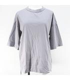 ユニクロ UNIQLO +J 五分袖 スーピマコットン オーバーサイズ Tシャツ M 灰系 グレー 無地 光沢 サイドカット