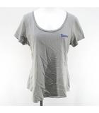 半袖 Tシャツ カットソー M 灰系 グレー ロゴ 文字 プリント
