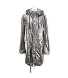  ヤヤ YAYA WOMEN ロングコート パーカー 薄手 比翼 36 メタリック系 ジップアップ 裏地 無地
