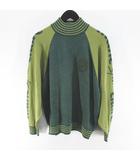 マリクレール MARIE CLAIRE ゴルフウェア 長袖 ニット セーター ハイネック M 緑系 グリーン ロゴ 文字 刺繍 ワッペン 毛 ウール