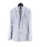 ダブルスタンダードクロージングヒム D/him. ストライプ柄 テーラード ジャケット 薄手 46 青系 ブルー 日本製 ストレッチ