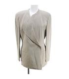 ジョルジオアルマーニ GIORGIO ARMANI アンサンブル ノーカラージャケット ノースリーブ カットソー 絹 シルク 38 ベージュ系 イタリア製 裏地 無地