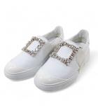 ロジェヴィヴィエ ROGER VIVIER ビジュー クリスタル スリッポン スニーカー ローファー 34.5 ホワイト 白系 イタリア製