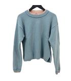 ピーエスポールスミス PS Paul Smith 長袖 ニット M 水色系 丸首 サイドスリット マルチカラー