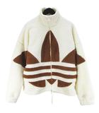 アディダスオリジナルス adidas originals ボア フリース ジャケット ブルゾン S 白系 アイボリー ジップアップ ビッグロゴ 刺繍 裏地