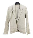 セオリー Theory 長袖 テーラード ジャケット 0 ベージュ系 ボタンレス 薄手 肩パット 麻 リネン