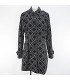 バナナリパブリック BANANA REPUBLIC トレンチコート ミドル丈 M 黒系 ブラック 総柄 ボタン 裏地