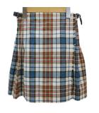 プリーツスカート 150 白系ホワイト チェック柄 ラップ フリンジ