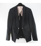 ダブルスタンダードクロージングヒム D/him. ジレ付 タキシード ジャケット 46 紺系 ネイビー 無地 テーラード 背抜き ボタン