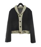 ジョルジオアルマーニ GIORGIO ARMANI ショールカラー ジャケット 44 黒系 ブラック ニット 切替 裏ボア ボタン イタリア製