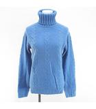 ソブリン SOVEREIGN 長袖 ニット セーター タートルネック カシミヤ 44 青系 ブルー ケーブル編み タグ付