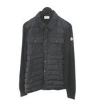 モンクレール MONCLER MAGLIONE TRICOT CARDIGAN C20919412600 94666 ダウンジャケット カーディガン ニット M 黒系 ブラック スナップボタン 切替 ロゴ 刺繍 ワッペン 毛 ウール 裏地