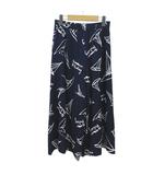グレースクラス GRACE Class キュロットパンツ 36 紺系 ネイビー マリンプリント 総柄 サイドポケット