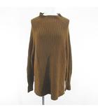 スローブ イエナ SLOBE IENA 長袖 ニット セーター チュニック クルーネック 茶系 ブラウン スリット リブ 毛 ウール 無地