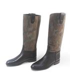 ストックトン STOKTON ロングブーツ 迷彩柄 コンビ ブラウン 茶系 37 レザー