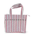 アフタヌーンティー Afternoon Tea トートバッグ ストライプ ロゴ ピンク ナイロン