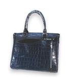 サマンサキングズ Samantha Kingz トートバッグ ブリーフ NEO クロコ型押し ブレイン ネイビー系 レザー 牛革
