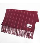 フェアファックス FAIRFAX カシミヤ マフラー ストール ボルドー系 バイカラー ストライプ柄 フリンジ