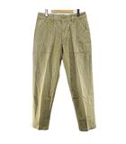 ナイジェルケーボン NIGEL CABOURN ロング丈 ベイカーパンツ 32 ベージュ ストライプ柄 切替 ジップフライ 日本製