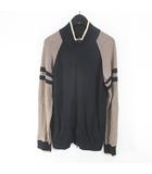 ダブルスタンダードクロージングヒム D/him. 長袖 カーディガン ニット 48 紺系 ネイビー ライン ジップアップ ポケット 毛 ウール