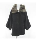 メルベイユアッシュ MERVEILLE H. ジャケット コート ミディアム丈 ファー 38 灰系 グレー リボン ポケット 毛 ウール 裏地 無地 タグ付