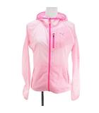 プーマ PUMA スポーツウェア ボーダー 長袖 パーカー ジャケット 薄手 M ピンク系 シースルー 透け感 ジップアップ ロゴ プリント