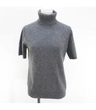 ユニクロ UNIQLO 半袖 ニット セーター タートルネック カシミヤ L 灰系 グレー リブ 無地