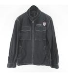 長袖 シャツジャケット 薄手 3 灰系 グレー ジップアップ ロゴ 文字 刺繍 ワッペン ステッチ