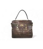 マックスマーラ MAX MARA ハンドバッグ トートバッグ クロコ型押し ゴールド金具 ブラウン 茶系 レザー イタリア製