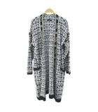 インゲボルグ INGEBORG 長袖 ロングカーディガン ニット 前開き 灰系 グレー ポケット 総柄