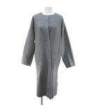 デミルクス ビームス Demi-Luxe BEAMS リバーシブル ノーカラーコート ロング丈 36 灰系 グレー スナップボタン 毛 ウール 無地 タグ付