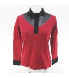 ランバン LANVIN 長袖 ニット セーター 絹 シルク 38 赤系 レッド リボン 毛 ウール 無地