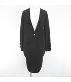 グッチ GUCCI セットアップ 長袖 カーディガン ミディアム丈 膝丈 タイトスカート ニットスカート スカート M L 黒系 ブラック イタリア製 毛 ウール 無地