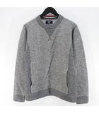 コムサコミューン COMME CA COMMUNE 長袖 ニット セーター M 灰系 グレー クルーネック 編地切替 リブ 毛 ウール