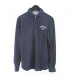 キャロウェイ CALLAWAY ゴルフウェア 長袖 ポロシャツ カットソー 比翼 L 紺系 ネイビー ロゴ 文字 刺繍 総柄