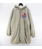 キャプテンサンタ CAPTAIN SANTA ボア付 パーカー ジャケット ロング丈 L ベージュ ダブルジップ プリント 日本製
